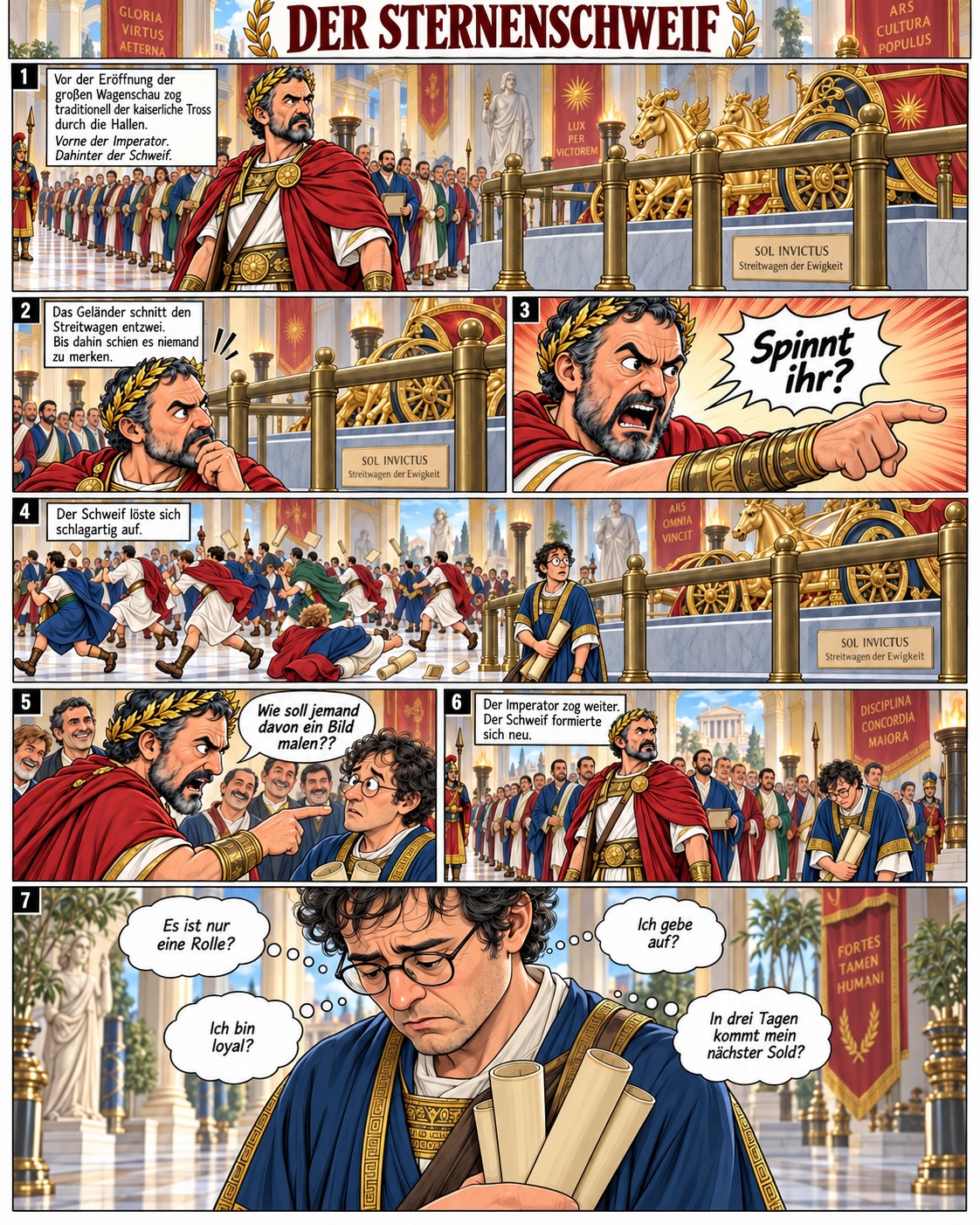 Der Sternenschweif, Comic über eine kaiserliche Wagenausstellung